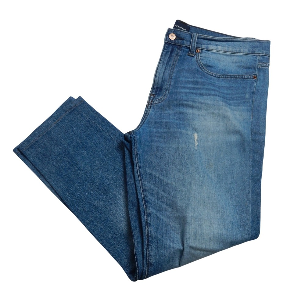 J Crew 770 Straight Leg Jeans Men Blue Wash Distressed Size 34x32